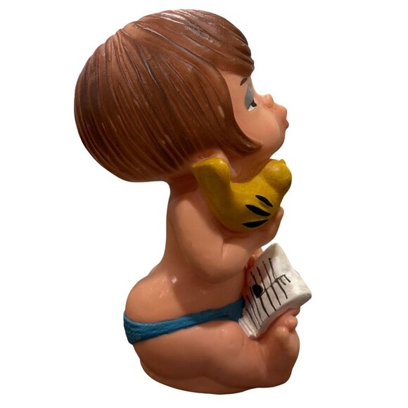 Vintage Rubber Squeaker Toy Ideal Baby Girl Singing with Bird & Music - Picture 10 of 11